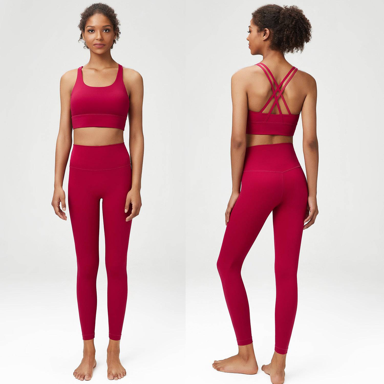 Lycra Classic Yoga Suit Women Women Sports Fitness Body Hugging Suit  S Raspberry Color 