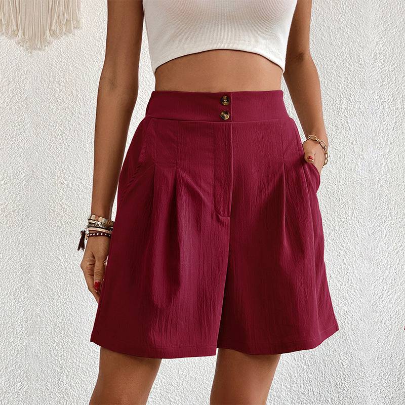 High Waisted Solid Color Shorts for Women, Perfect for Summer  S Rosewood Color 