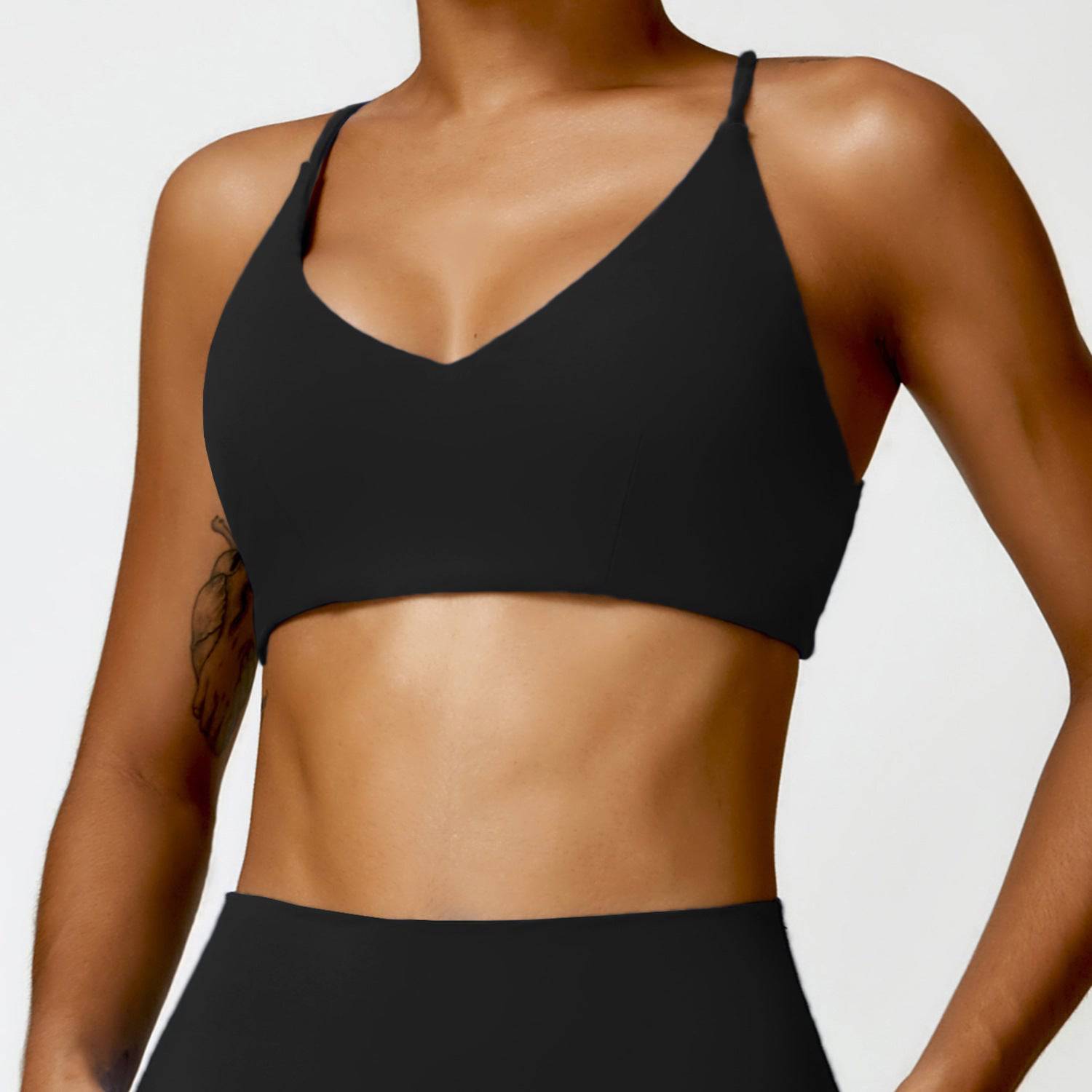 Ultimate Comfort Crossback Yoga Bra with Quick-Drying Fabric  S Black 