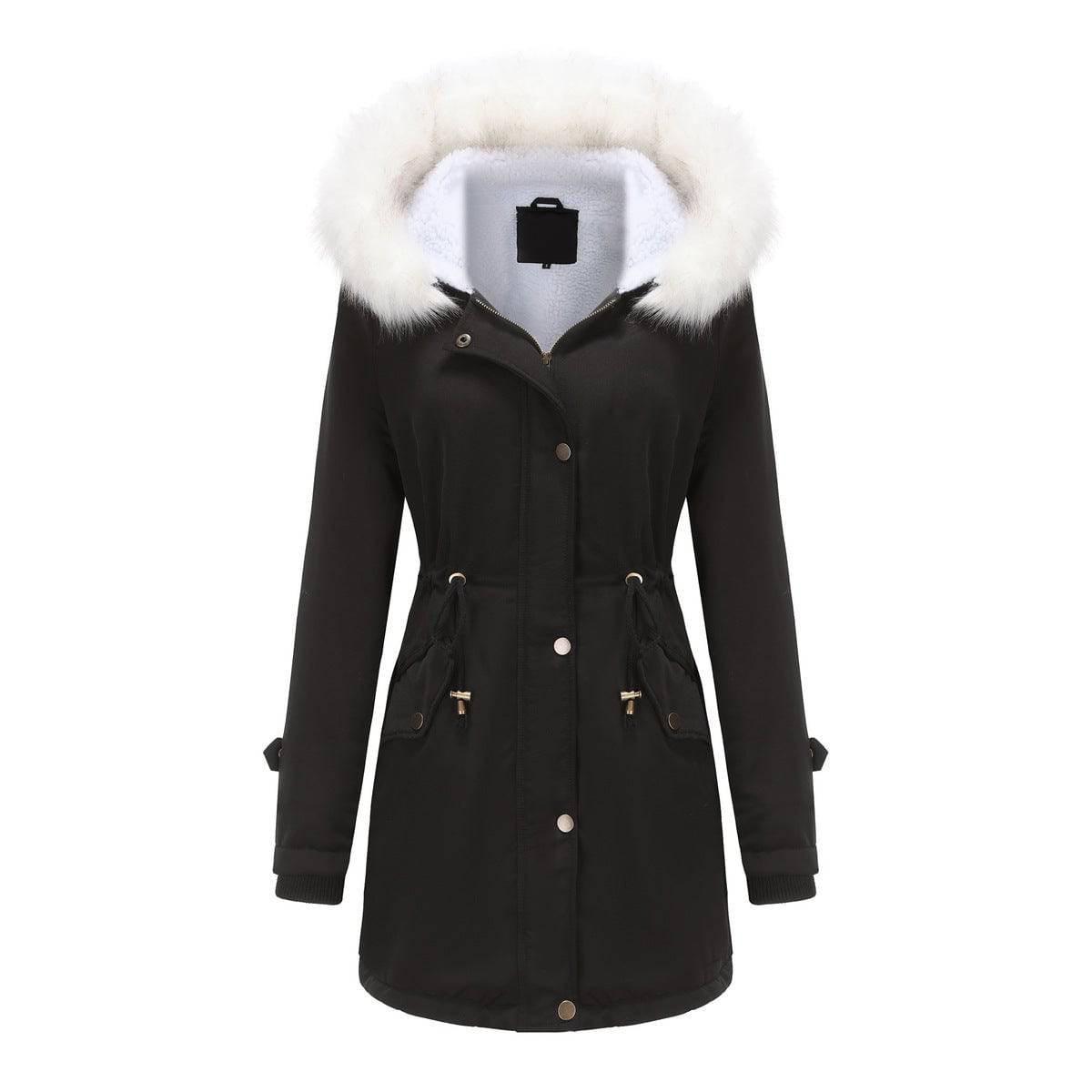 Stay Stylish and Warm with our Hooded Cotton Padded Coat for Women  S Black 