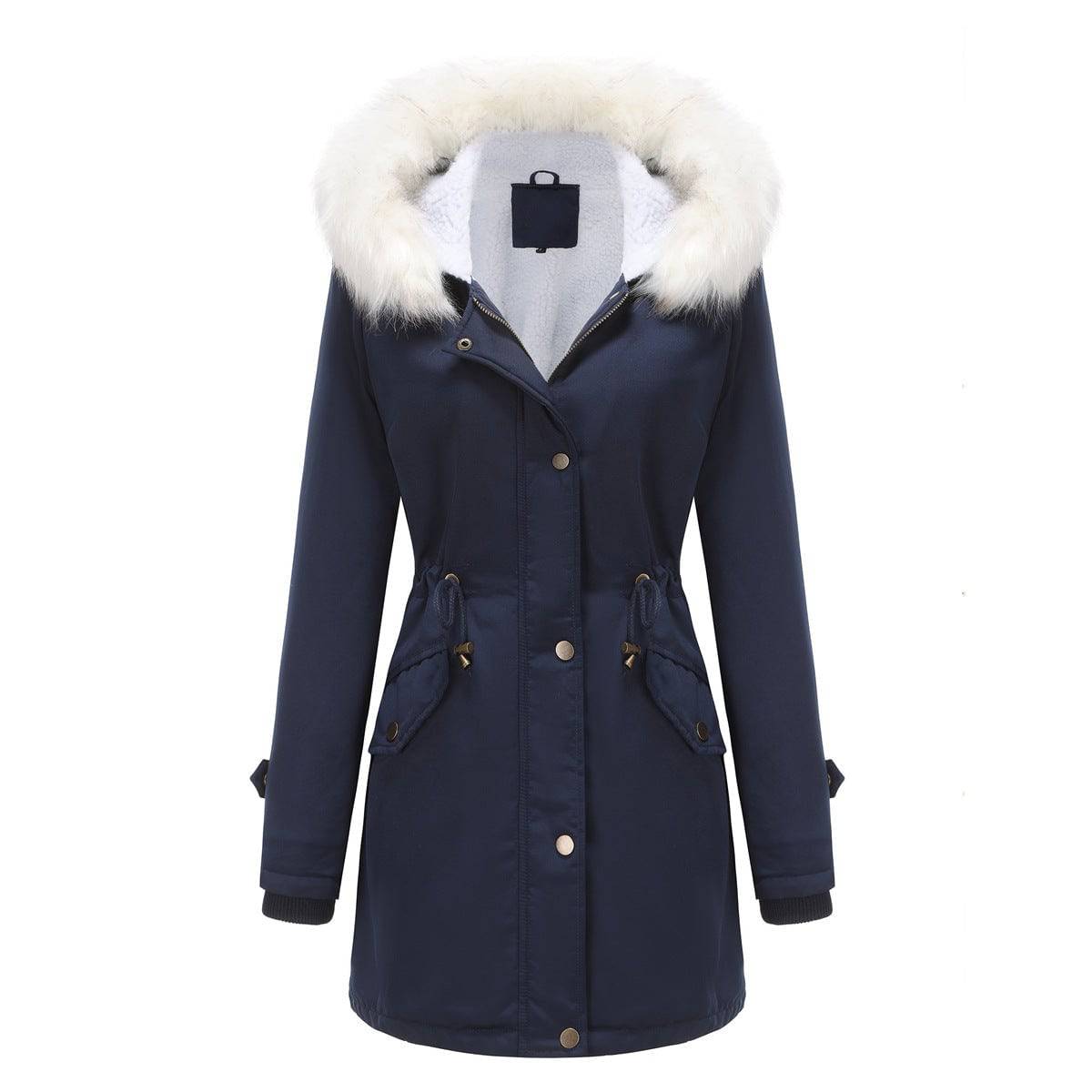 Stay Stylish and Warm with our Hooded Cotton Padded Coat for Women  S Navy Blue 