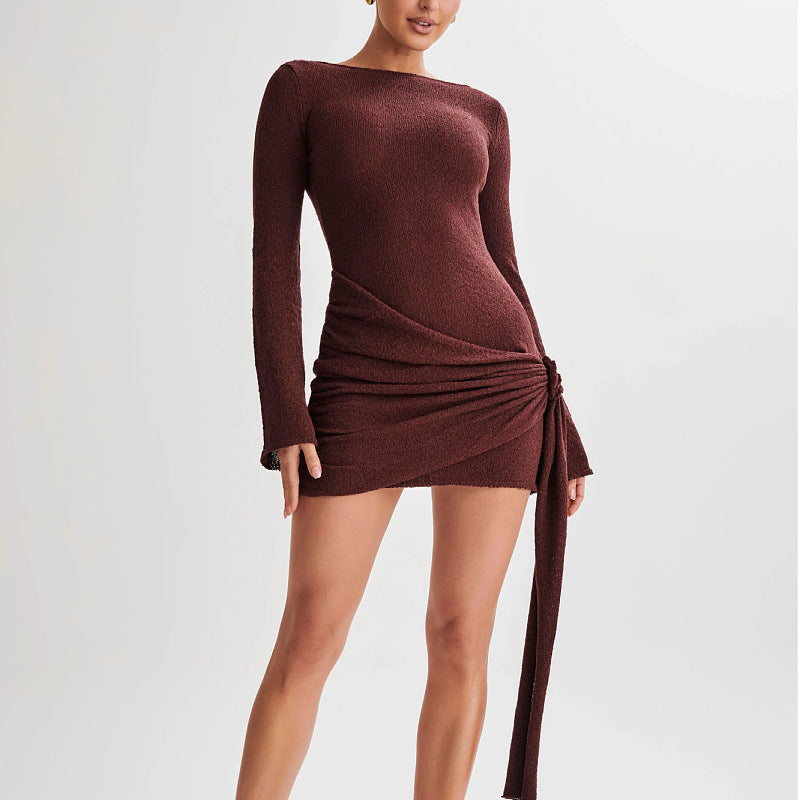 Short Women Summer High Grade Sexy Sexy Knitted Dress Short Women - Wild Amber Fashion