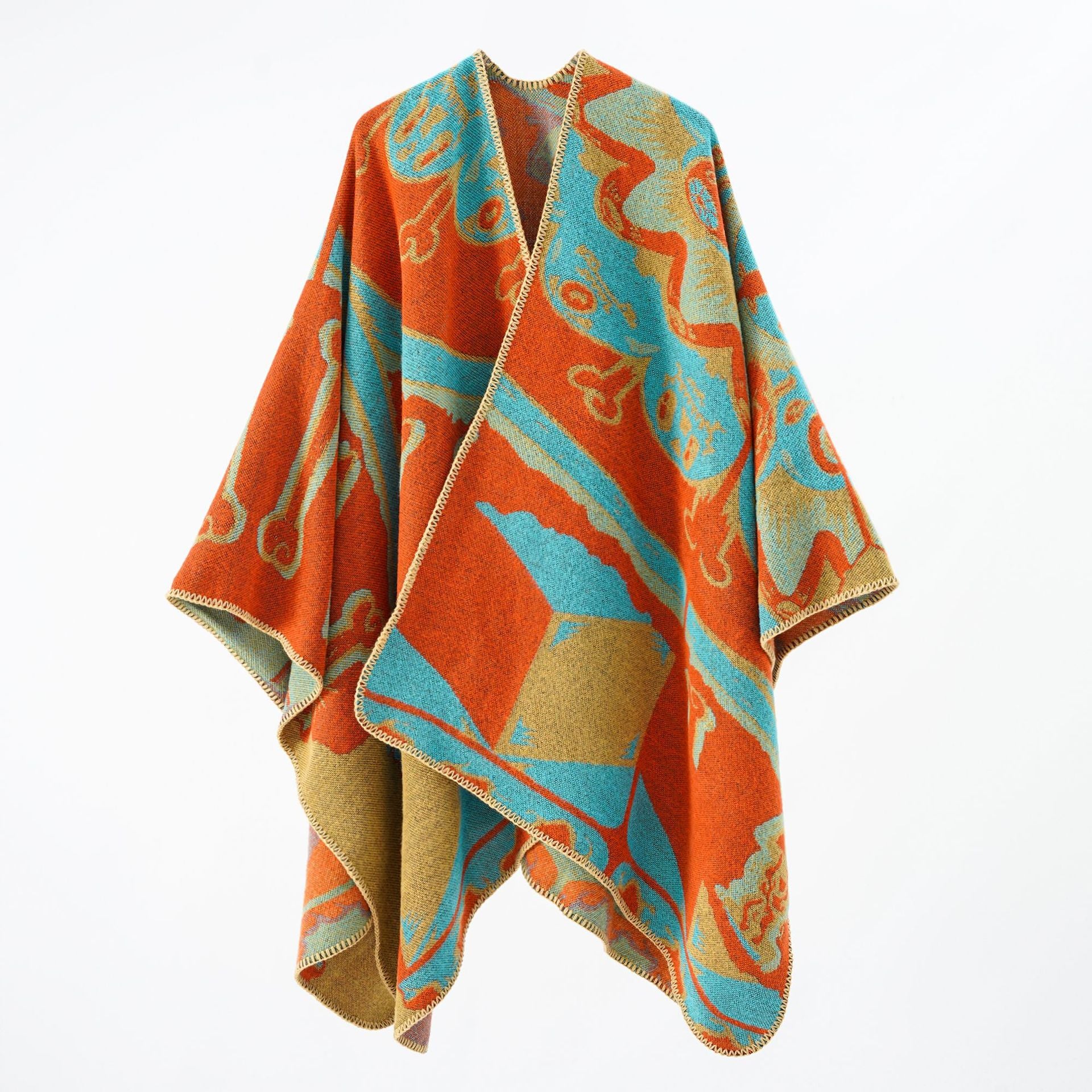 Autumn Winter Warm Shawl Double Sided Cashmere like Cloak Street Travel Cloak - Wild Amber Fashion