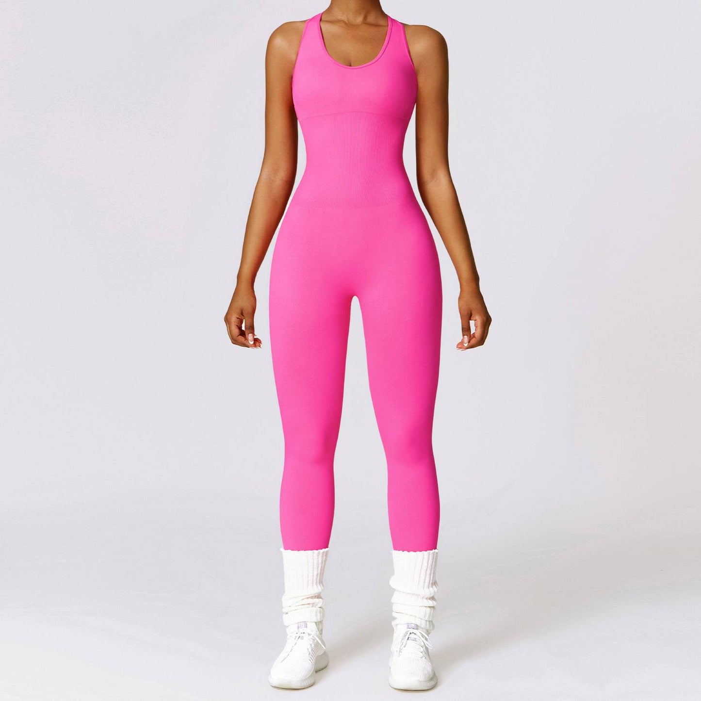 Spring Gym Seamless Yoga Jumpsuit for Women with Core Support and Back Shaping  S Coral Red 