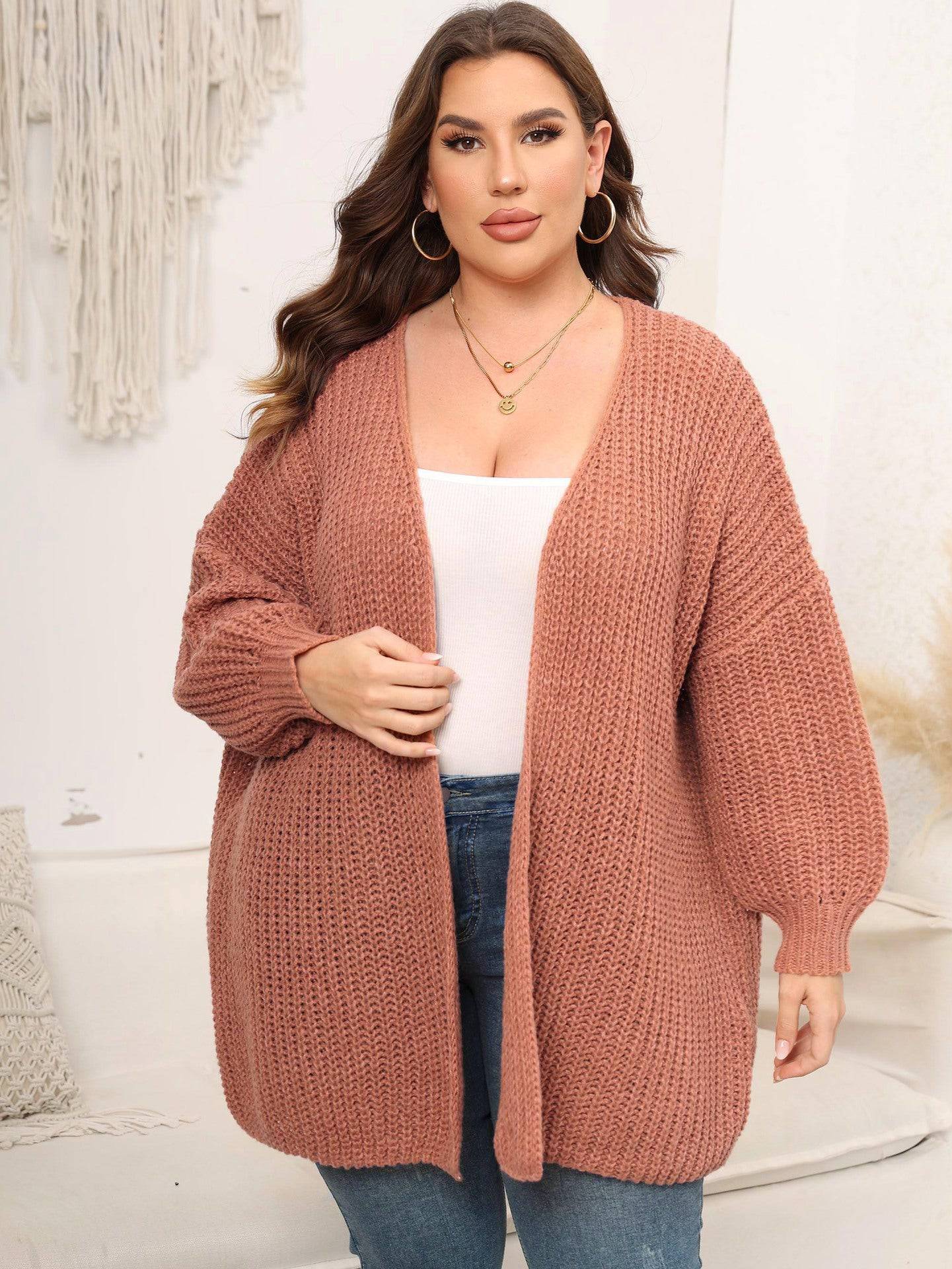 Plus Size Women Oversized Sweater Cardigan Women Clothing Autumn Winter Coarse Wool Needle Loose Wool Sweater Outside - Wild Amber Fashion