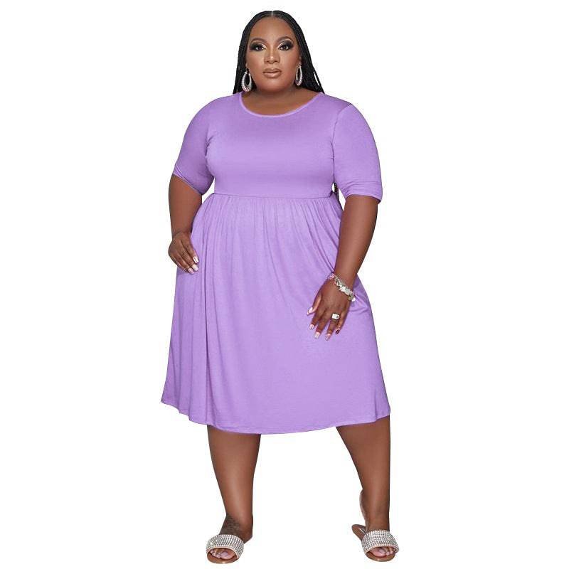 Elevate Your Style: Plus Size Summer A-Line High Waist Dress  XL Purple 