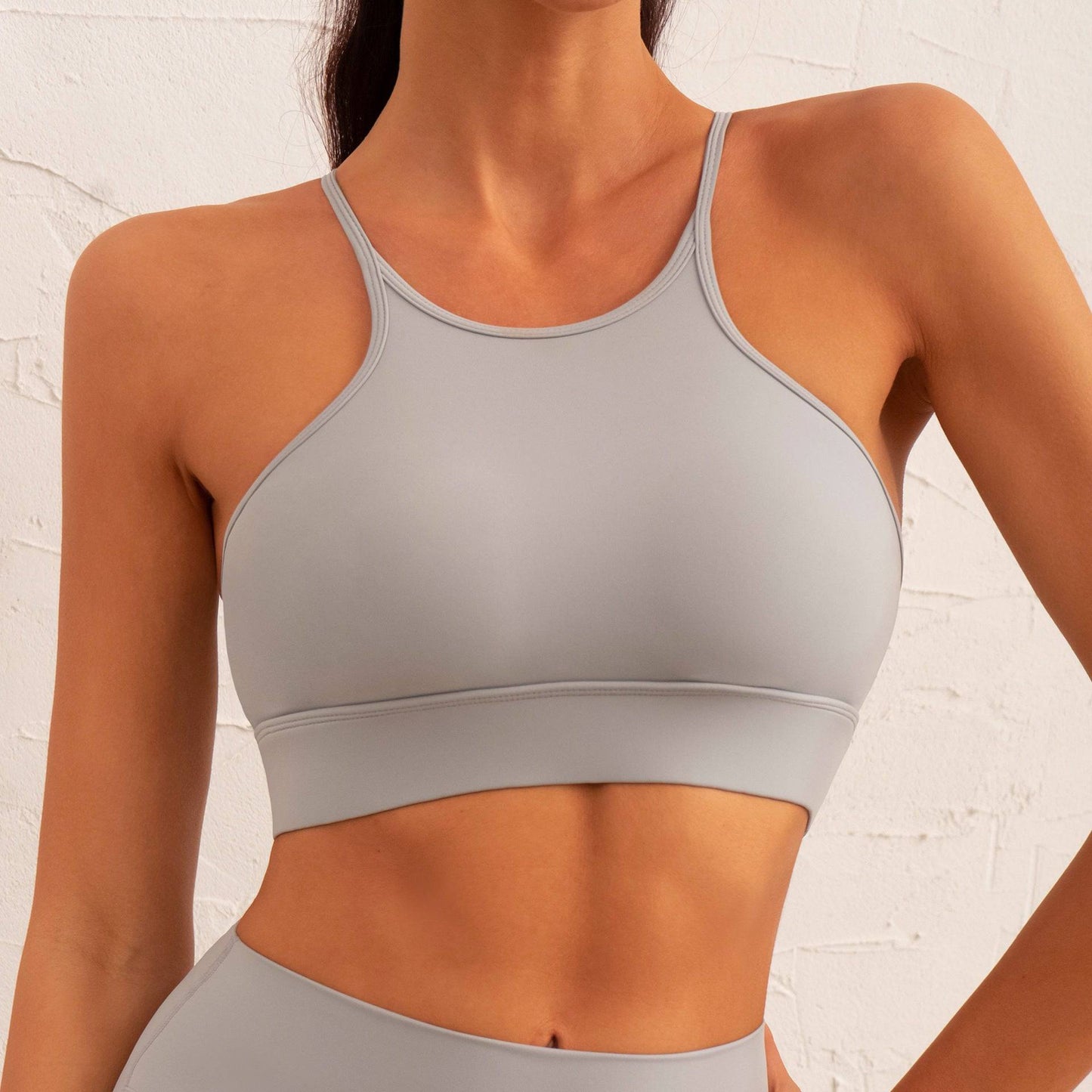 Yoga Wear Hollow Out Cutout Sports Underwear Fitness Suit  S Extreme Gray Bra 