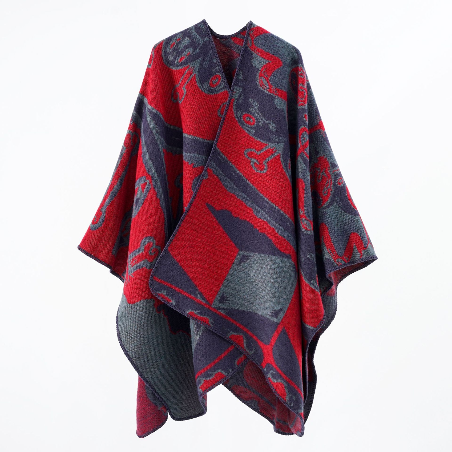 Autumn Winter Warm Shawl Double Sided Cashmere like Cloak Street Travel Cloak - Wild Amber Fashion