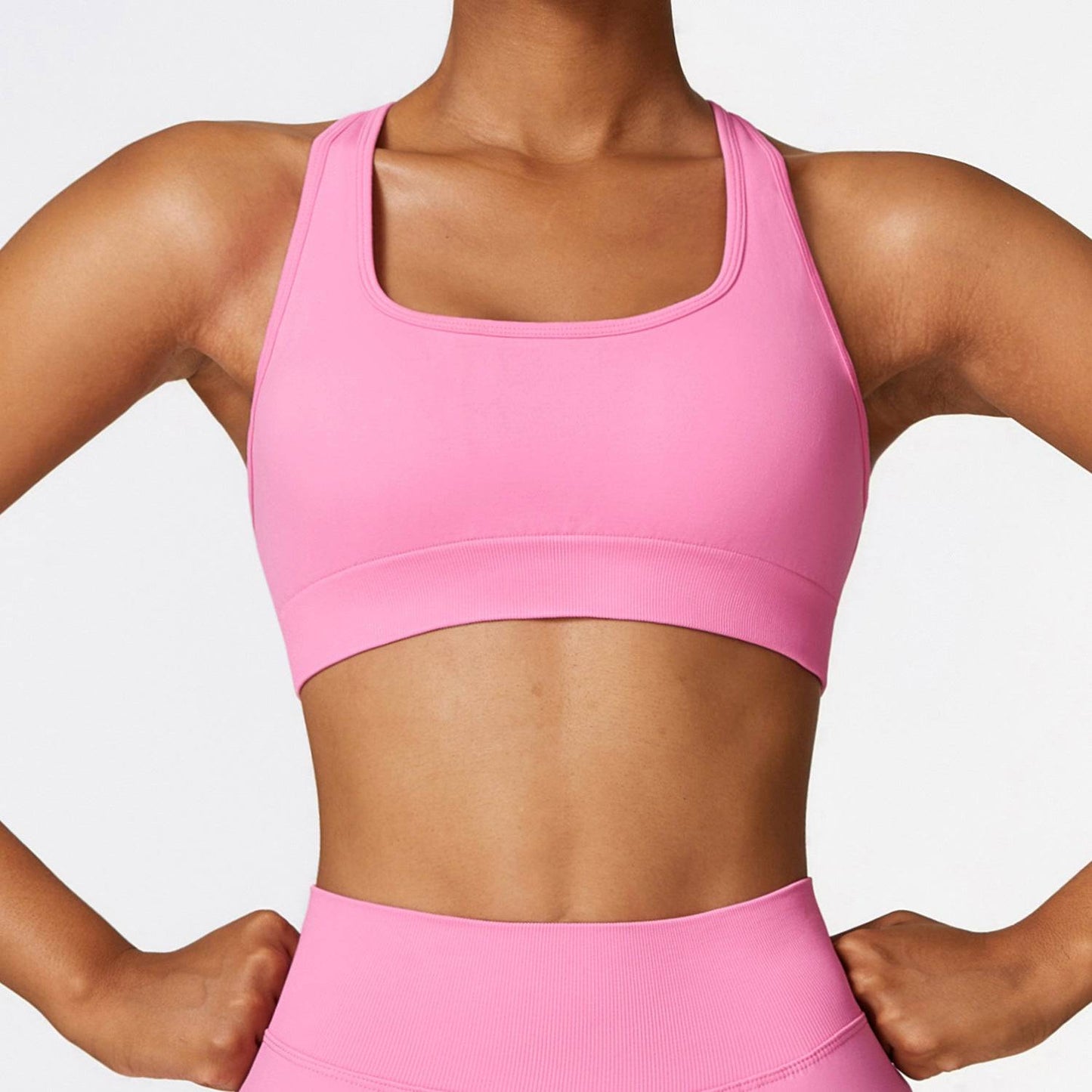 High-Performance Seamless Crossback Sports Bra  S Barbie Pink 