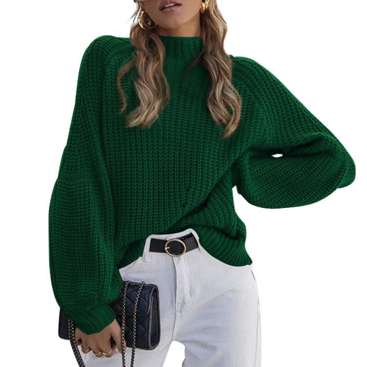 Warm and Chic Turtleneck Sweater for Women  S Green 