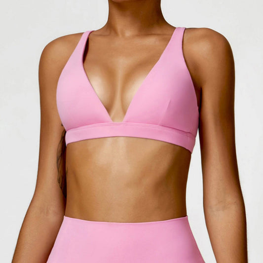 Fitted Yoga Bra with Quick-Drying Beauty Back  S Pink 