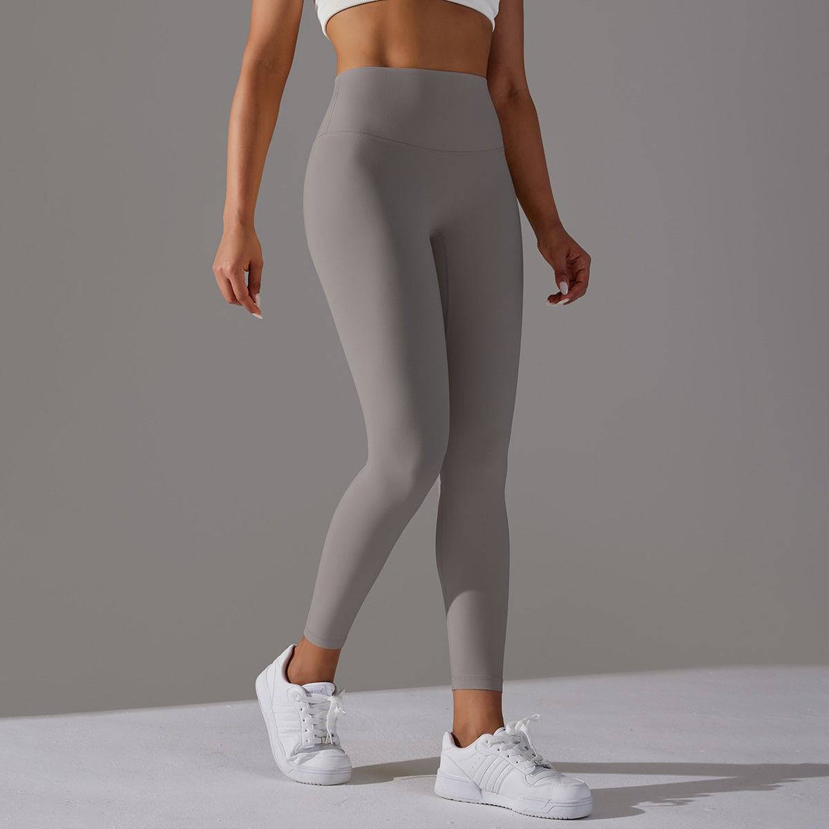 Seamless High Waist Nude Feel Yoga Pants for Women  S Gray 