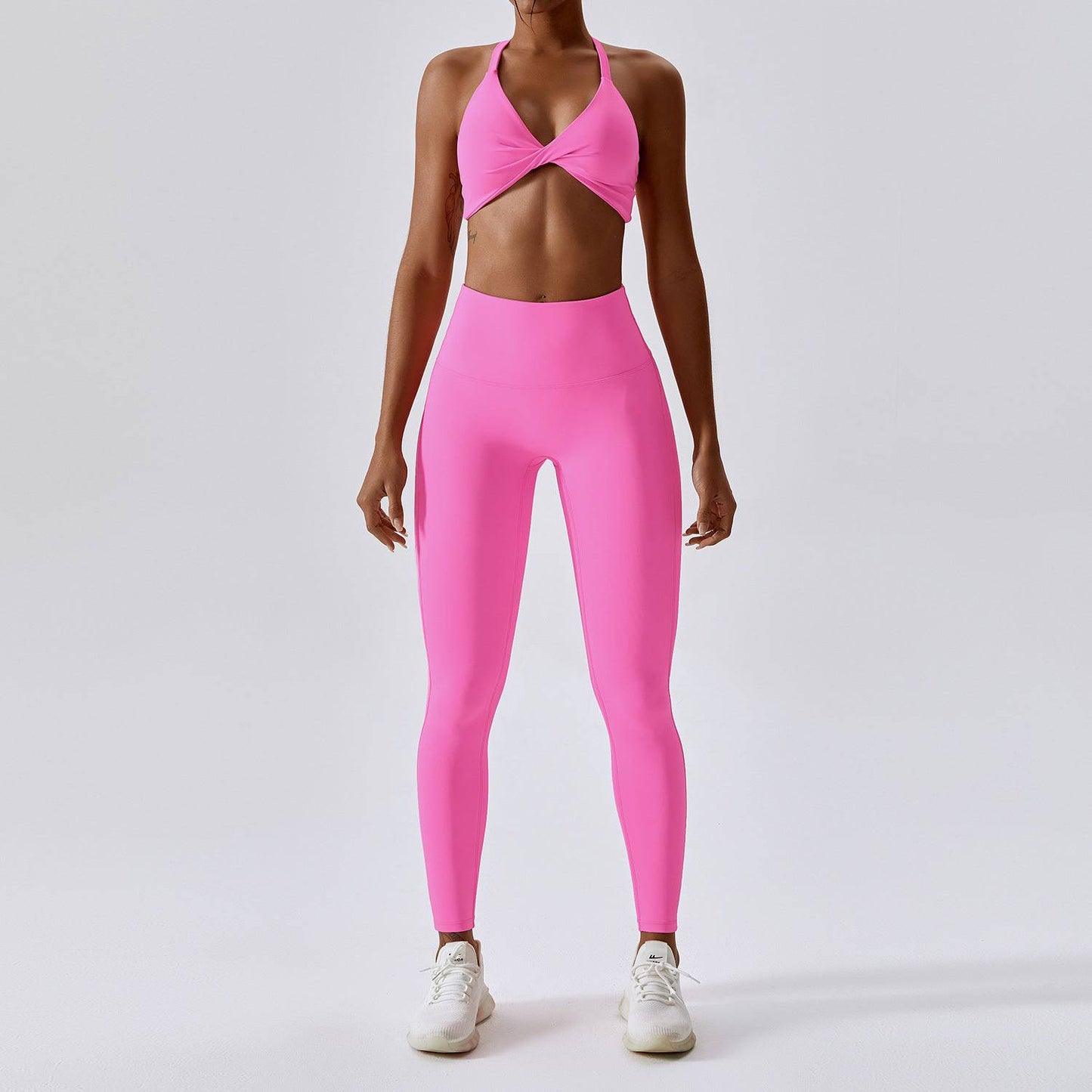 Elevate Yoga Suit: Premium Comfort and Style for Active Lifestyles  8/S Bra Trousers Barbie Pink 