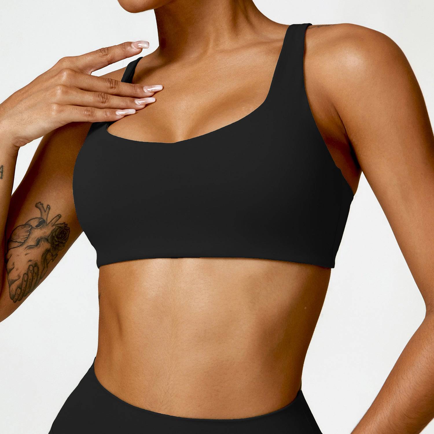 Shockproof Quick-Drying Yoga Sports Bra with Beauty Back Support  S Advanced Black 