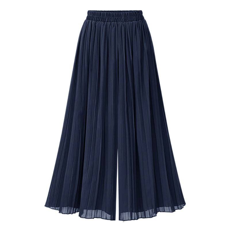 Relaxed Fit Polyester Cropped Wide Leg Pants for Women  One Size Navy Blue 