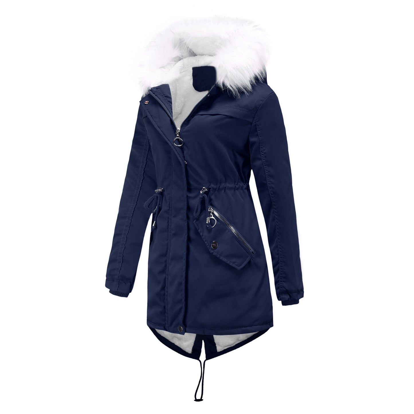 Parka Women Plus Size Mid-Length Fleece Lined Coat Women Warm with Fur Collar Loose Winter Coat Plus Size - Wild Amber Fashion