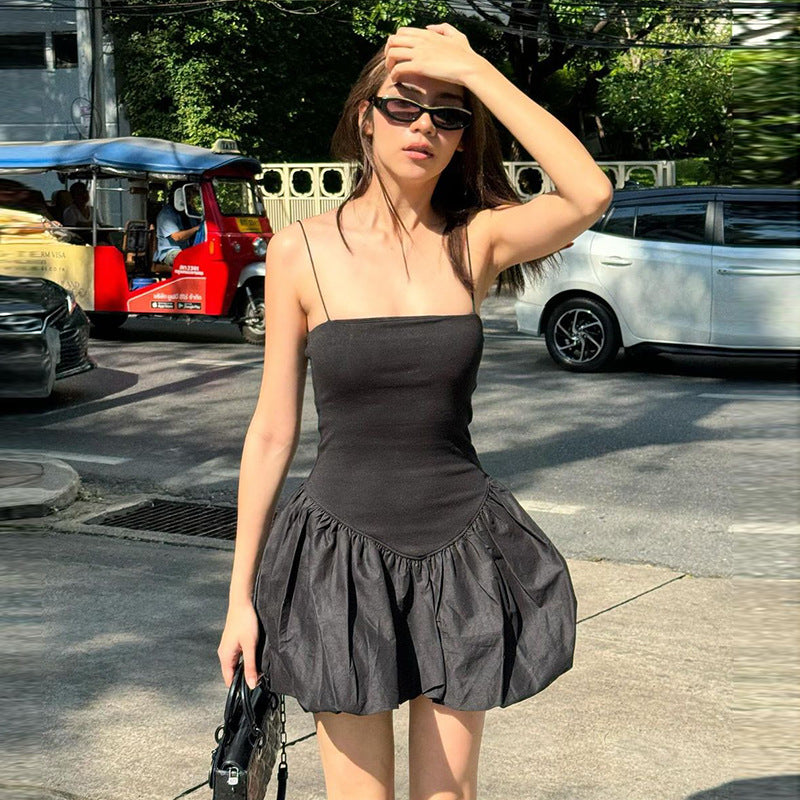 Women Clothing Summer Sexy Tube Top off Neck Waist Slimming Sling Dress - Wild Amber Fashion