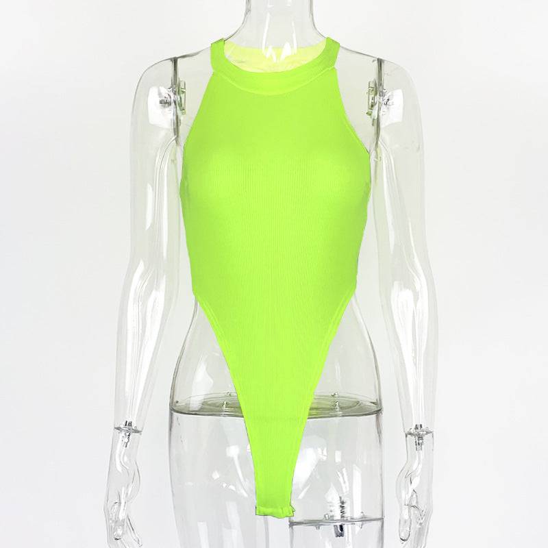 Sleek Sleeveless Bodysuit for Summer in Slim Fit  S Green 