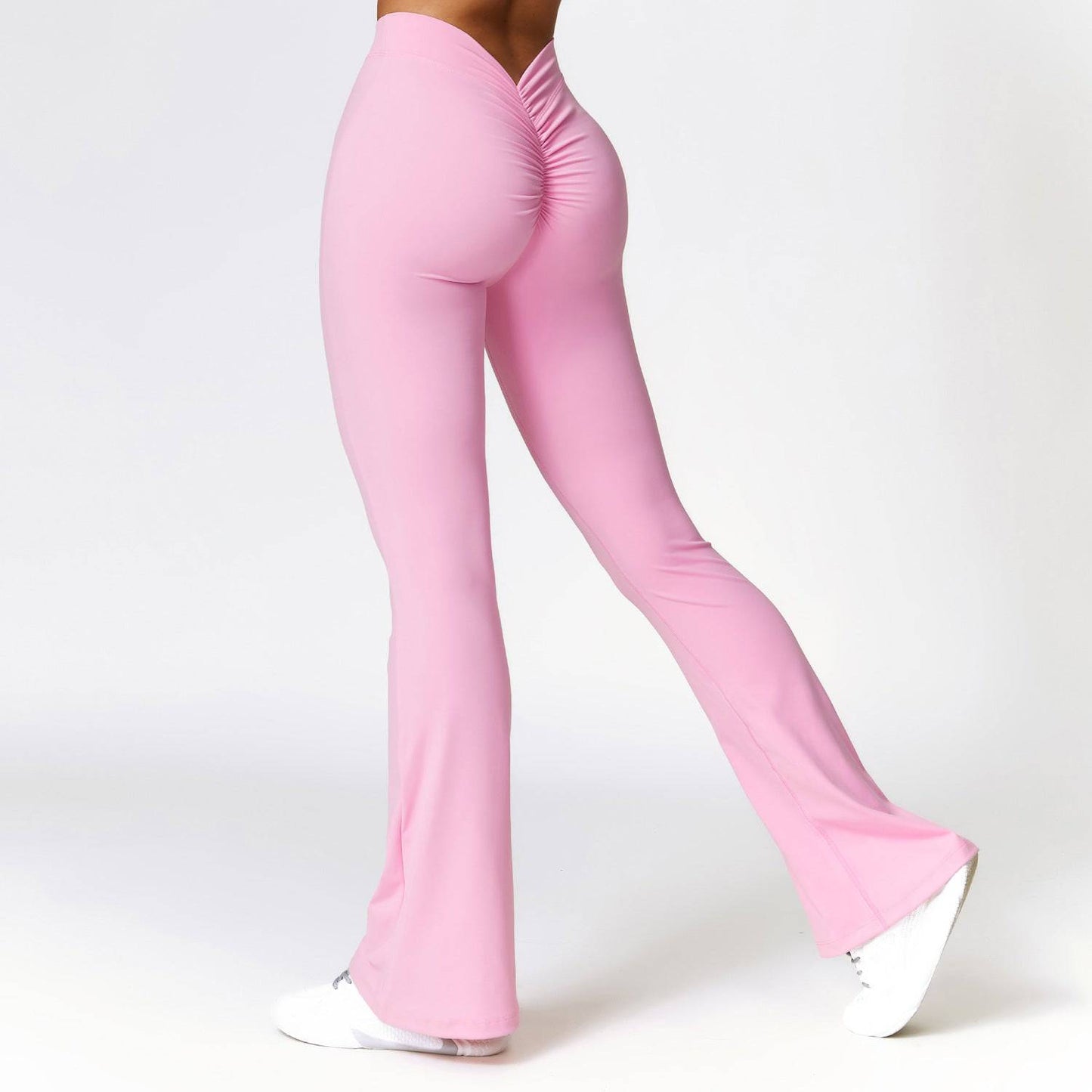 Elevate Your Yoga: High-Waist Quick-Drying BellBottom Yoga Pants  S Pink 