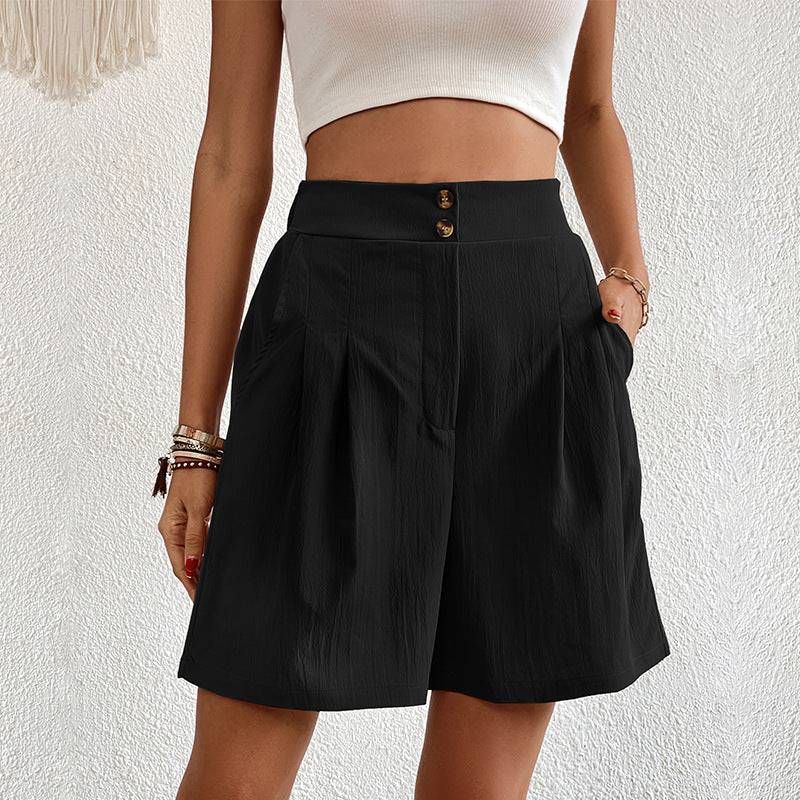 High Waisted Solid Color Shorts for Women, Perfect for Summer  S Black 