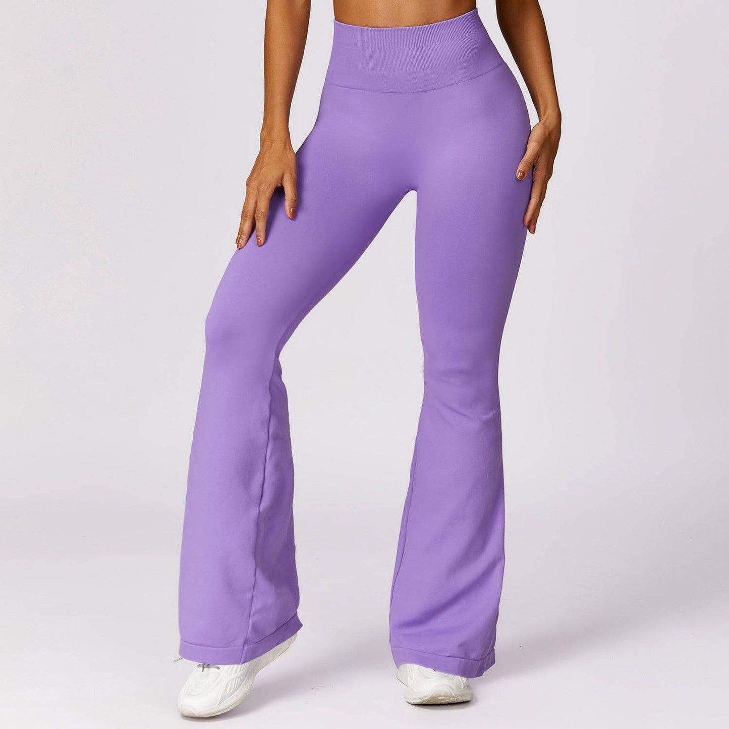 High Rise Seamless Yoga Bell Bottom Pants  S Fumigating purple 