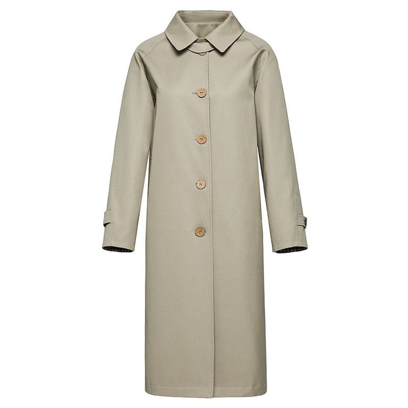 Women's Plaid Single Breasted Long Trench Coat for Autumn/Winter  S Gray 