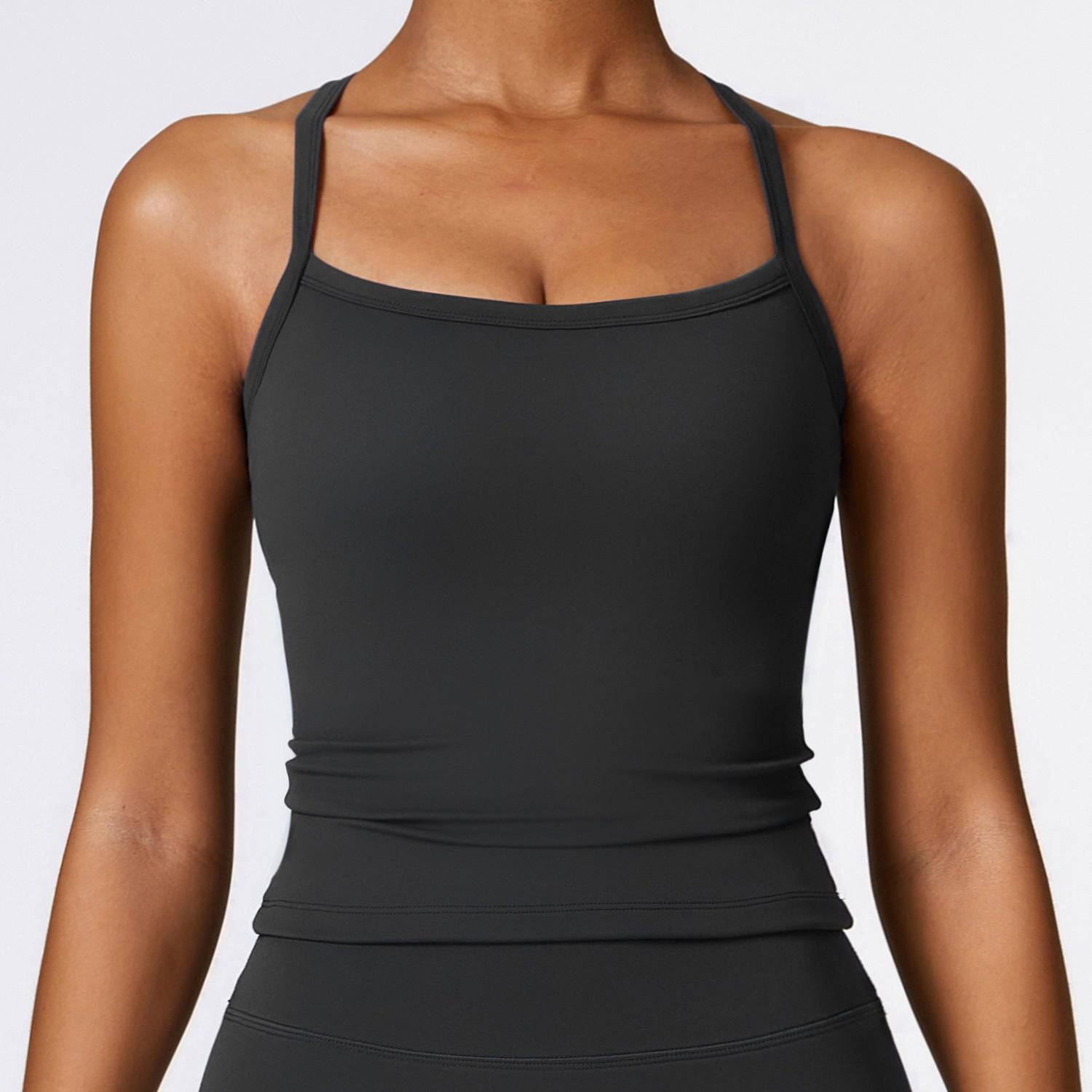 Winter Brushed Beauty Back Sports Crop Top  S Advanced Black 