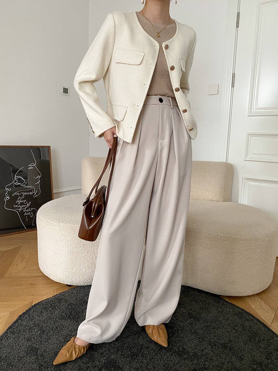 Sophisticated Wide-Leg Pants for Early Autumn  S Apricot 