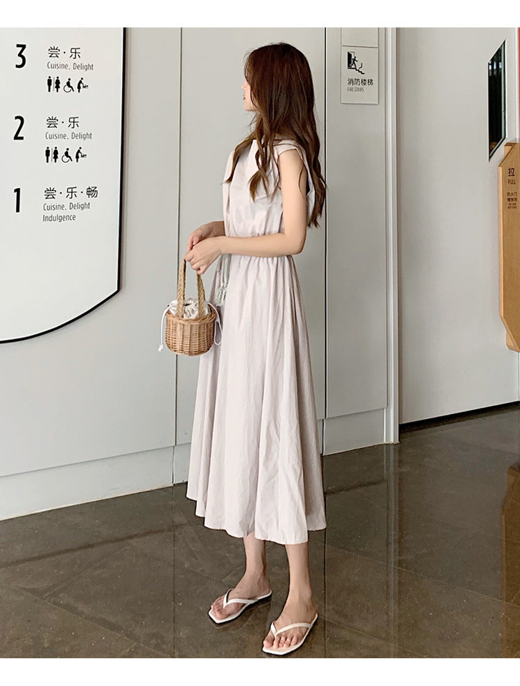 Retro Dress Women Summer Gentle Elegant Can Waist Trimming Loose plus Size Cotton Linen Large Swing Dress - Wild Amber Fashion