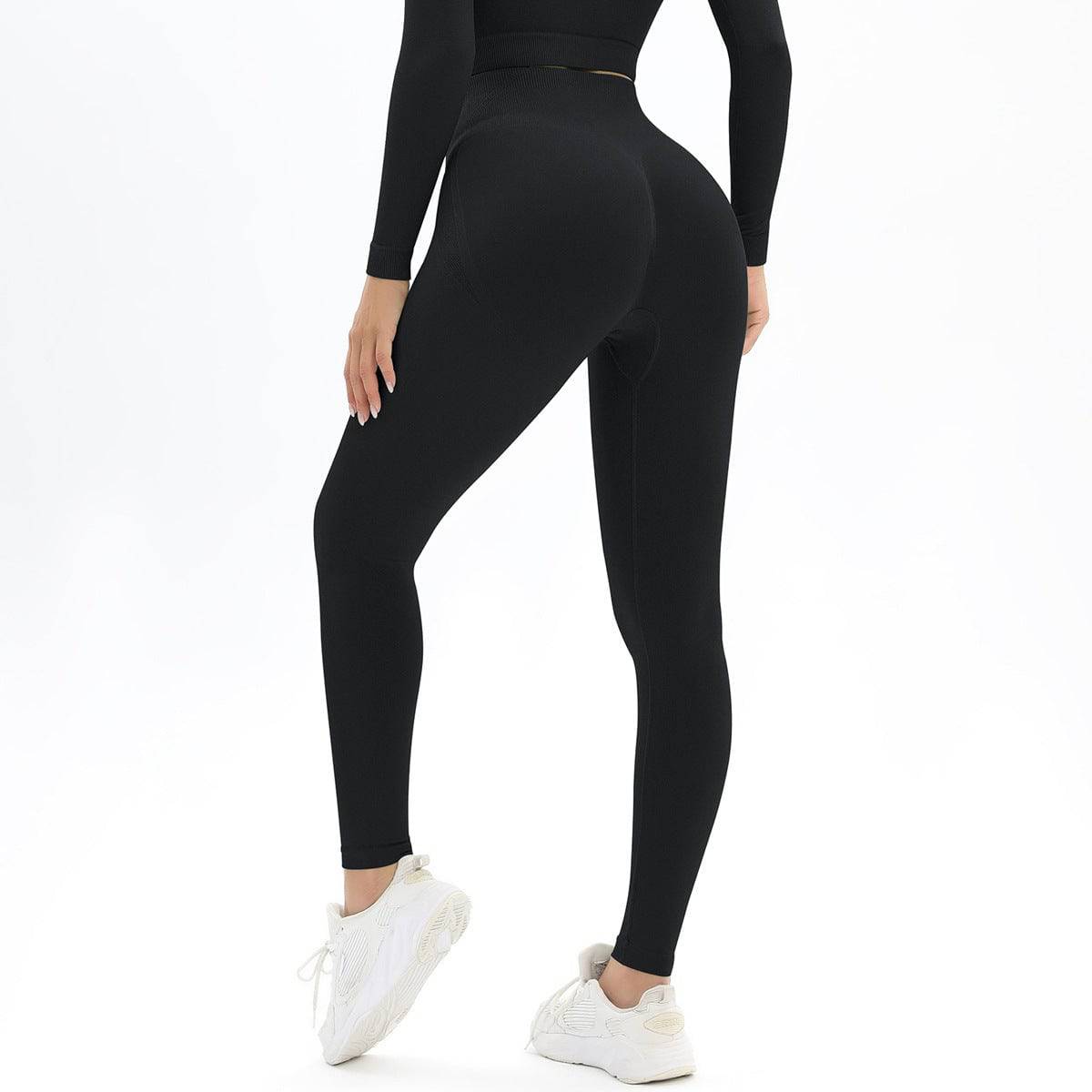 Sculpted Curves Yoga Pants for Women: High Waist Stretch Fitness Leggings with Hip-Enhancing Design  S Black 