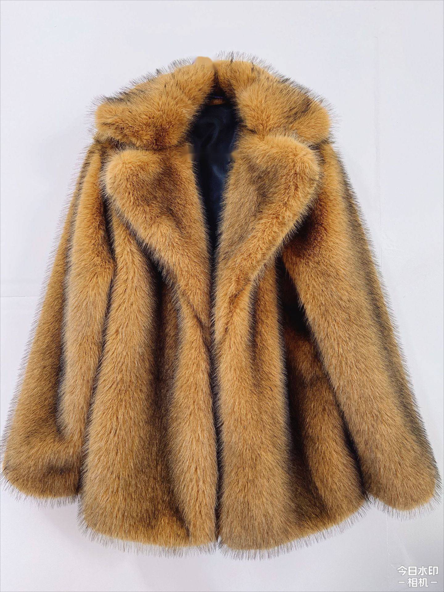 Elegant Mid-Length Faux Fur Coat for Stylish Winter Comfort  S Multi 