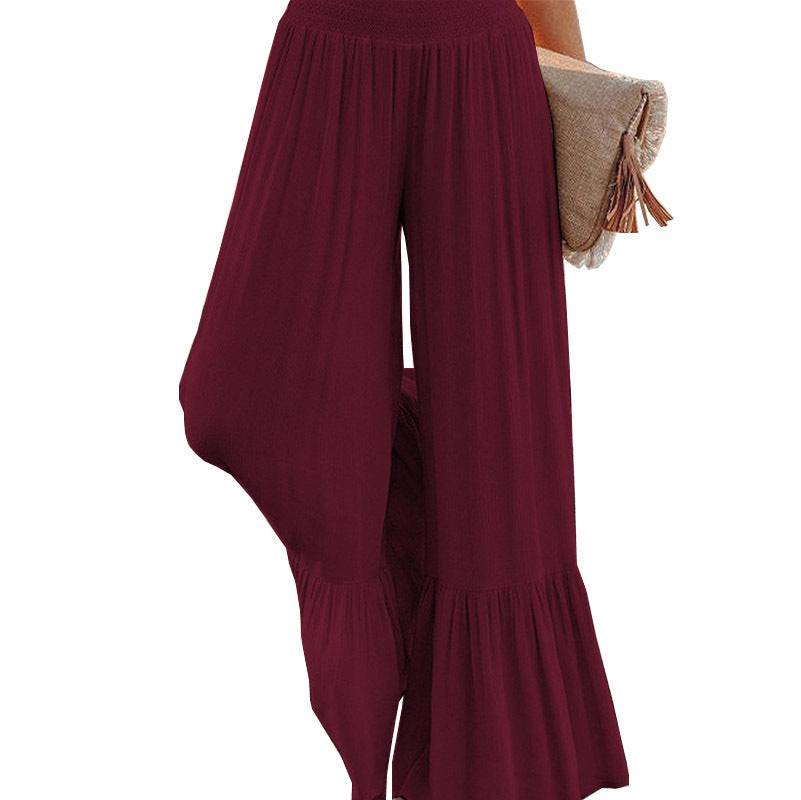 Stylish High Waist Fall Pants for Women  XL Burgundy 