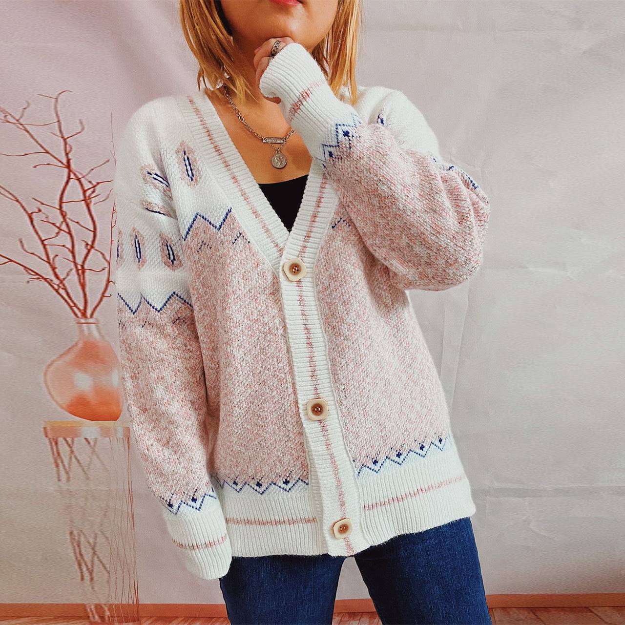 Women's Cozy Chenille Knitted Cardigan Sweater Coat  S Pink 