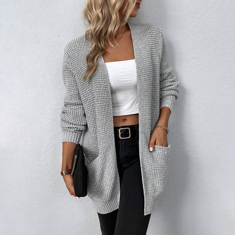 Stay Cozy and Stylish Knitted Cardigan Coat for Autumn and Winter  S Gray 