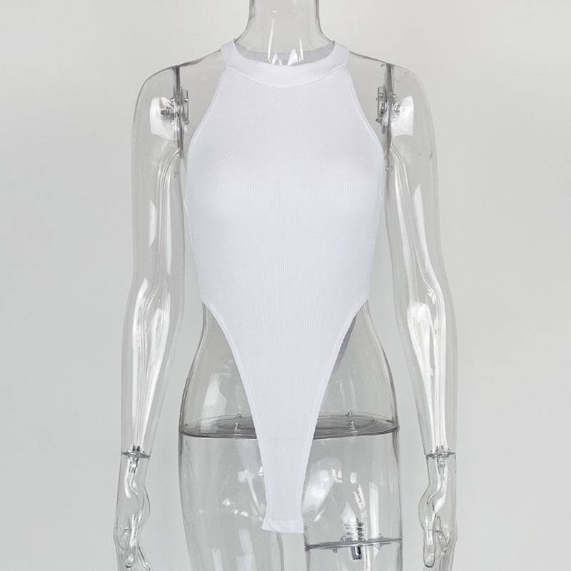 Sleek Sleeveless Bodysuit for Summer in Slim Fit  S White 