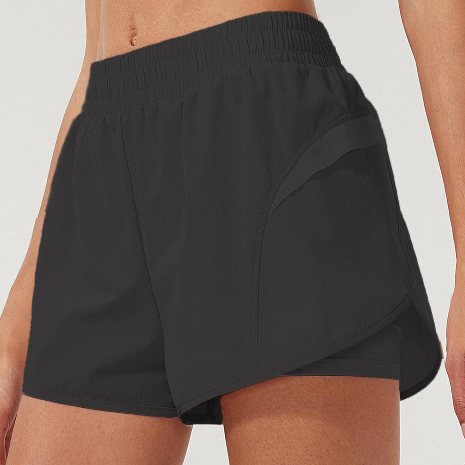 Stylish Brocade Woven Women's Running Shorts for Yoga and Fitness  S Black 