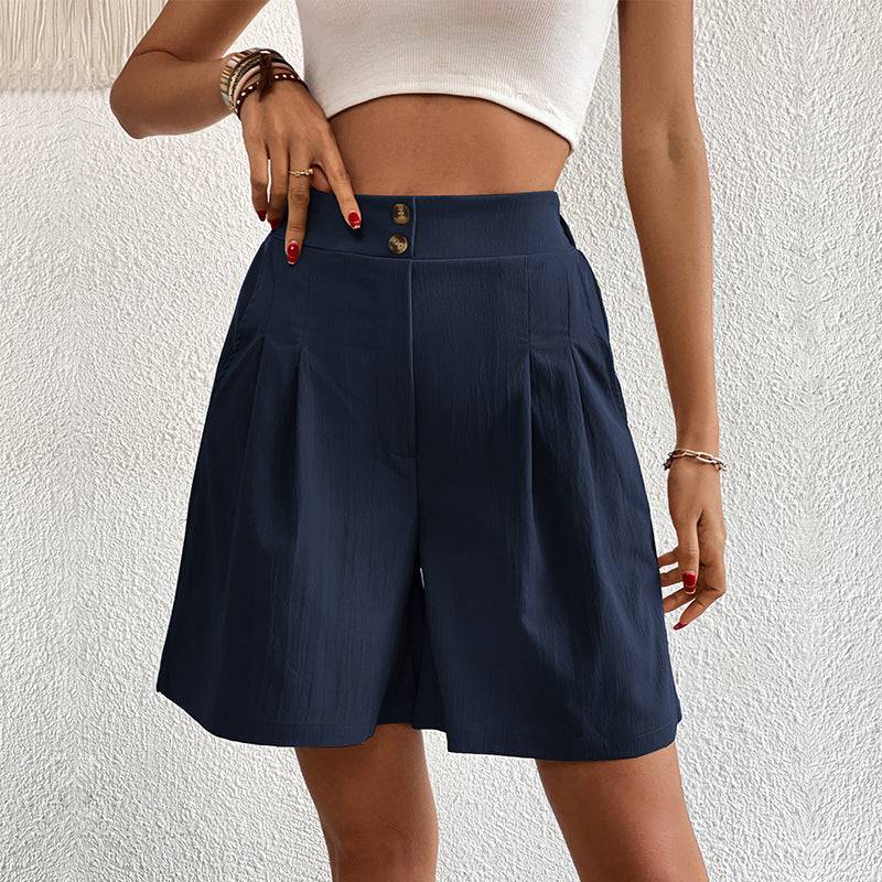 High Waisted Solid Color Shorts for Women, Perfect for Summer  S Purplish blue 