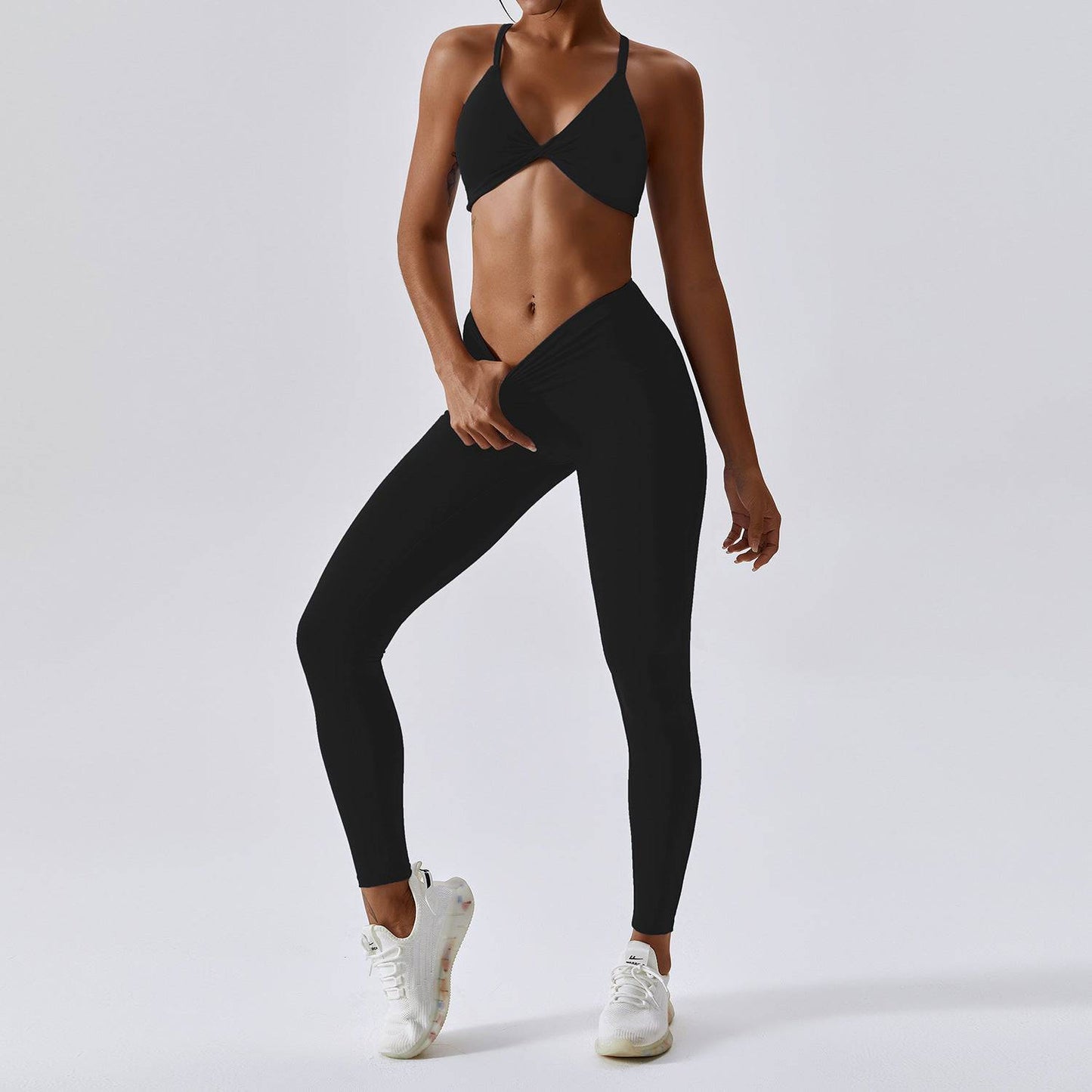 Elevate Yoga Suit: Premium Comfort and Style for Active Lifestyles  8/S Bra Trousers Black 