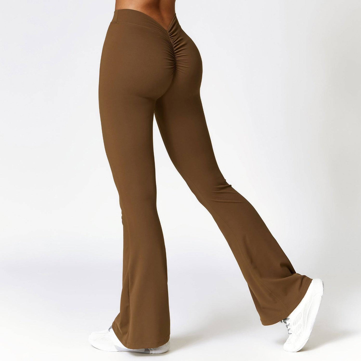 Elevate Your Yoga: High-Waist Quick-Drying BellBottom Yoga Pants  S Birch Tea Brown 