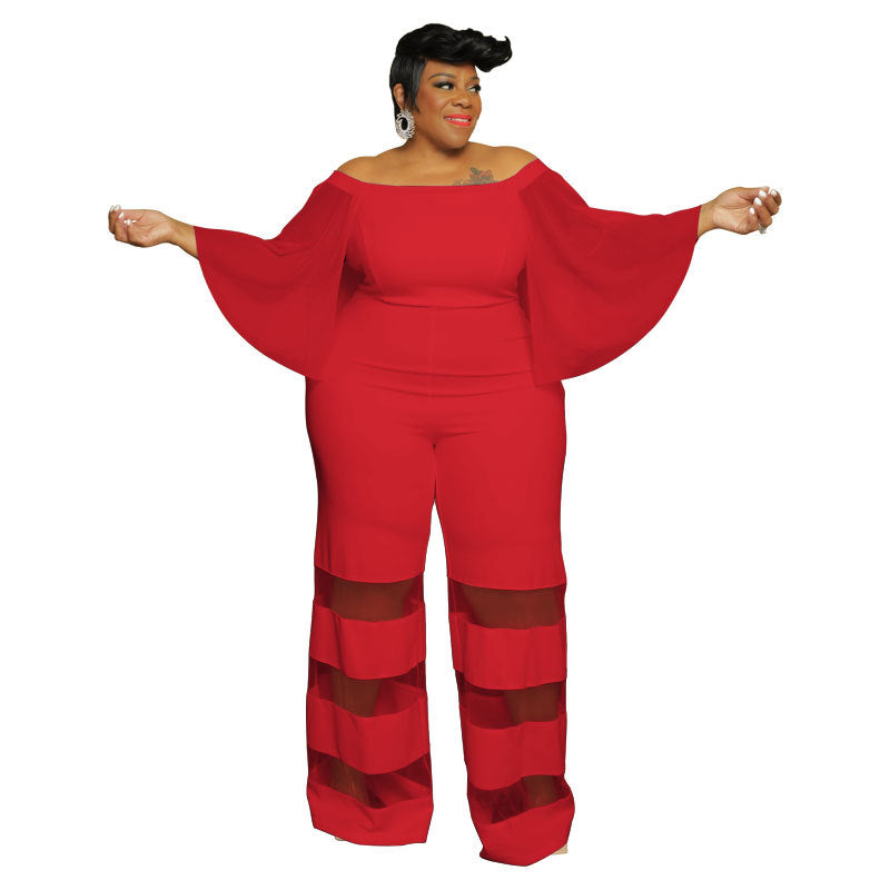 Plus Size Women Clothes Supply Sexy Contrast Color Jumpsuit Source - Wild Amber Fashion