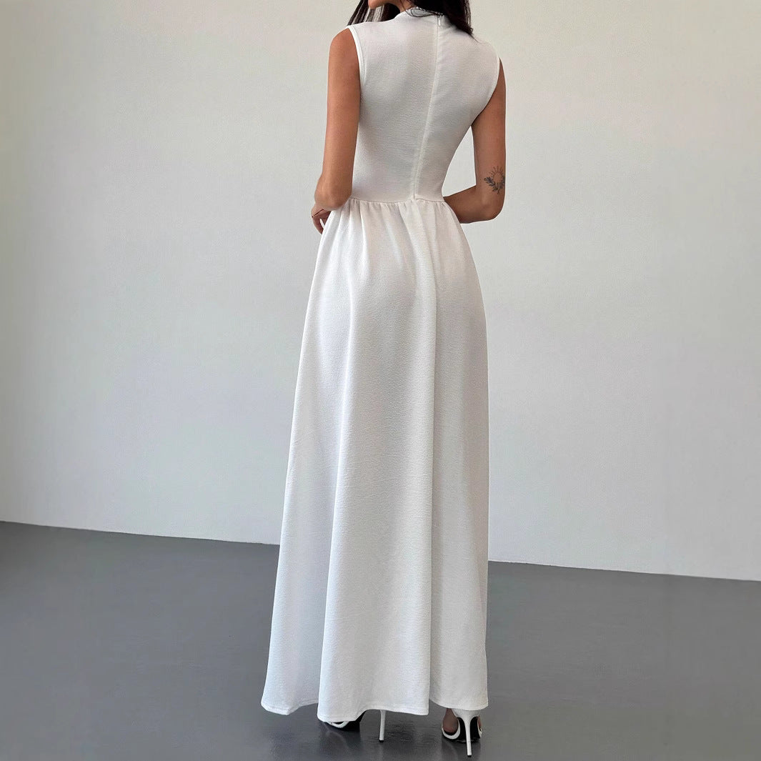 Round Neck Sleeveless Patchwork Dress