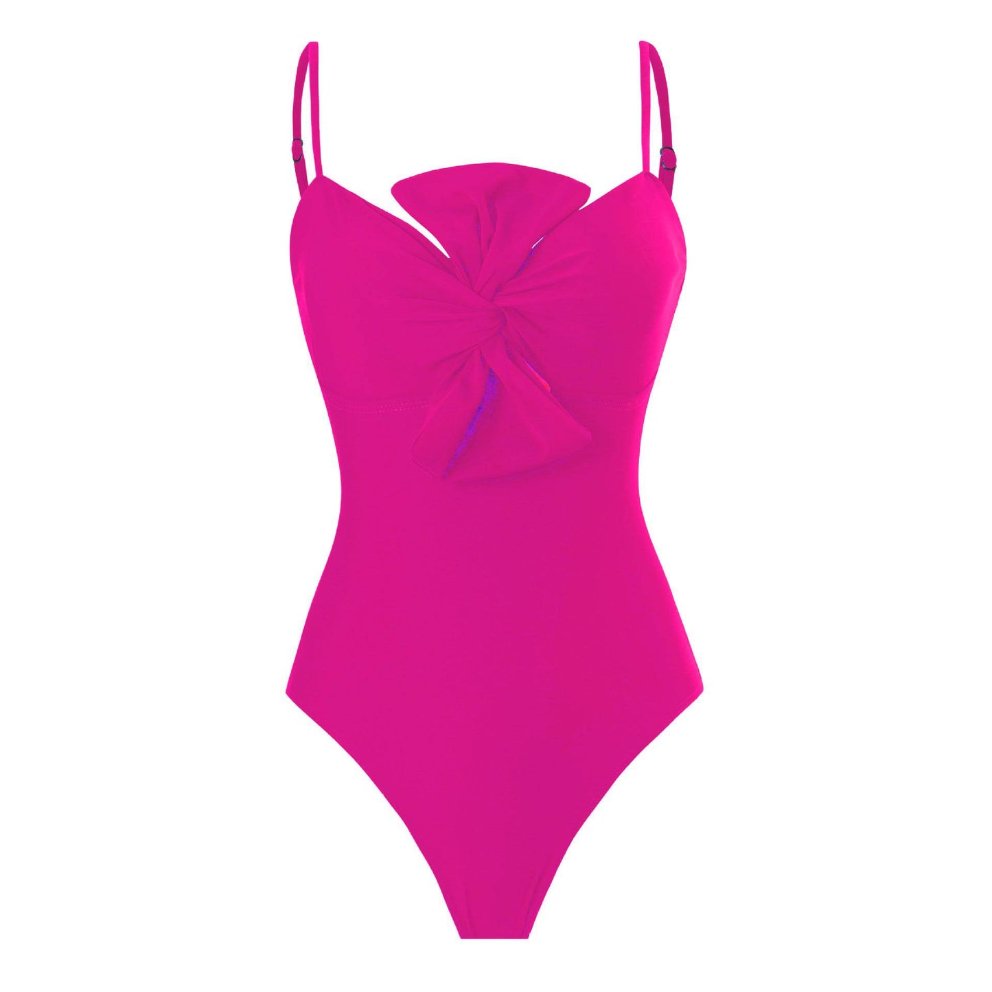 French Retro Bow Design One-Piece Swimsuit for Women  S Rose Pink Swimsuit 