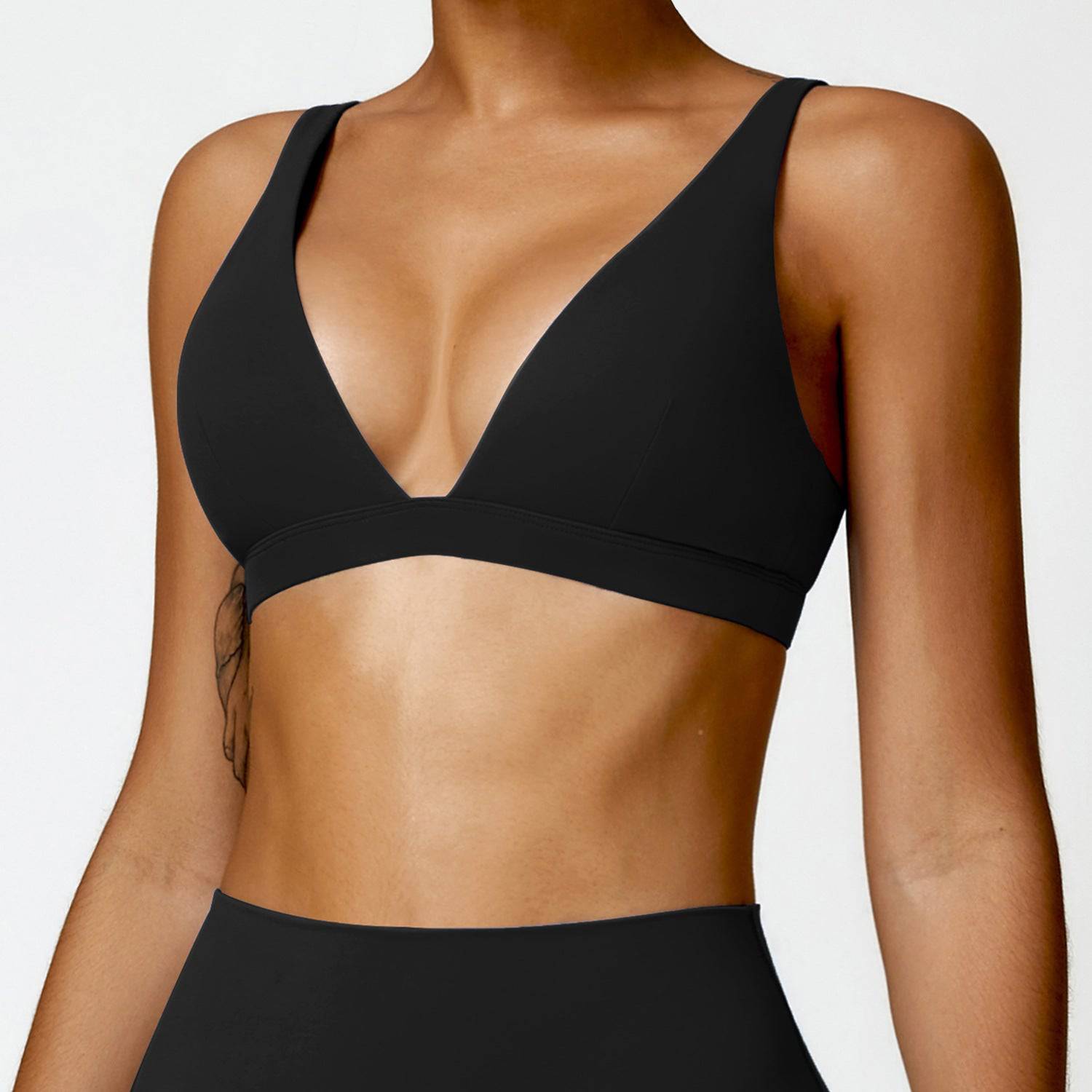 Fitted Yoga Bra with Quick-Drying Beauty Back  S Black 