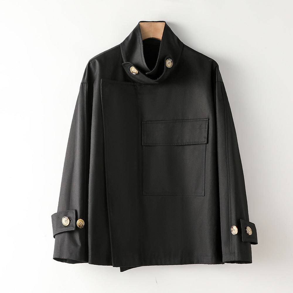 Elegant Korean Style Trench Coat for Women  S Black 