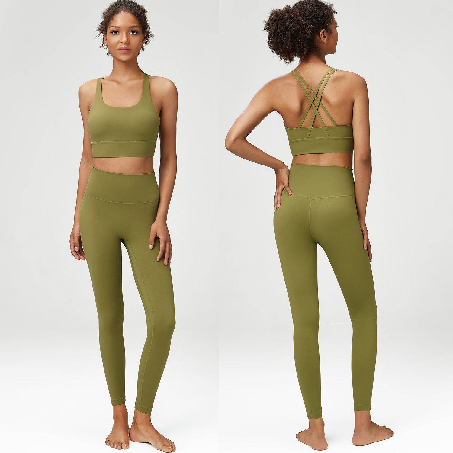 Lycra Classic Yoga Suit Women Women Sports Fitness Body Hugging Suit  S Vanilla Green 