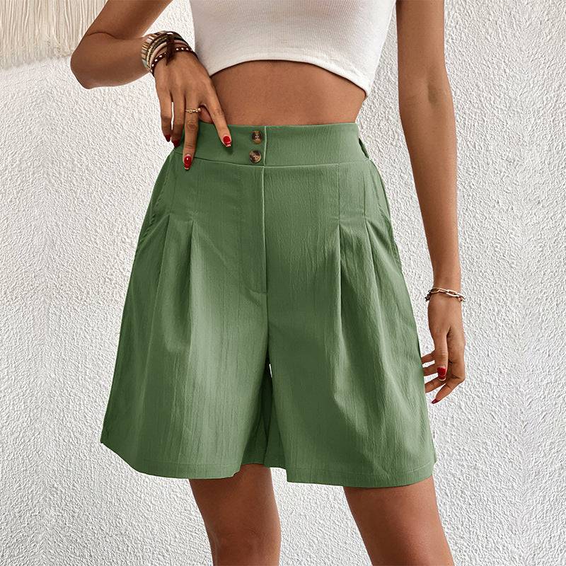 High Waisted Solid Color Shorts for Women, Perfect for Summer  S Green 