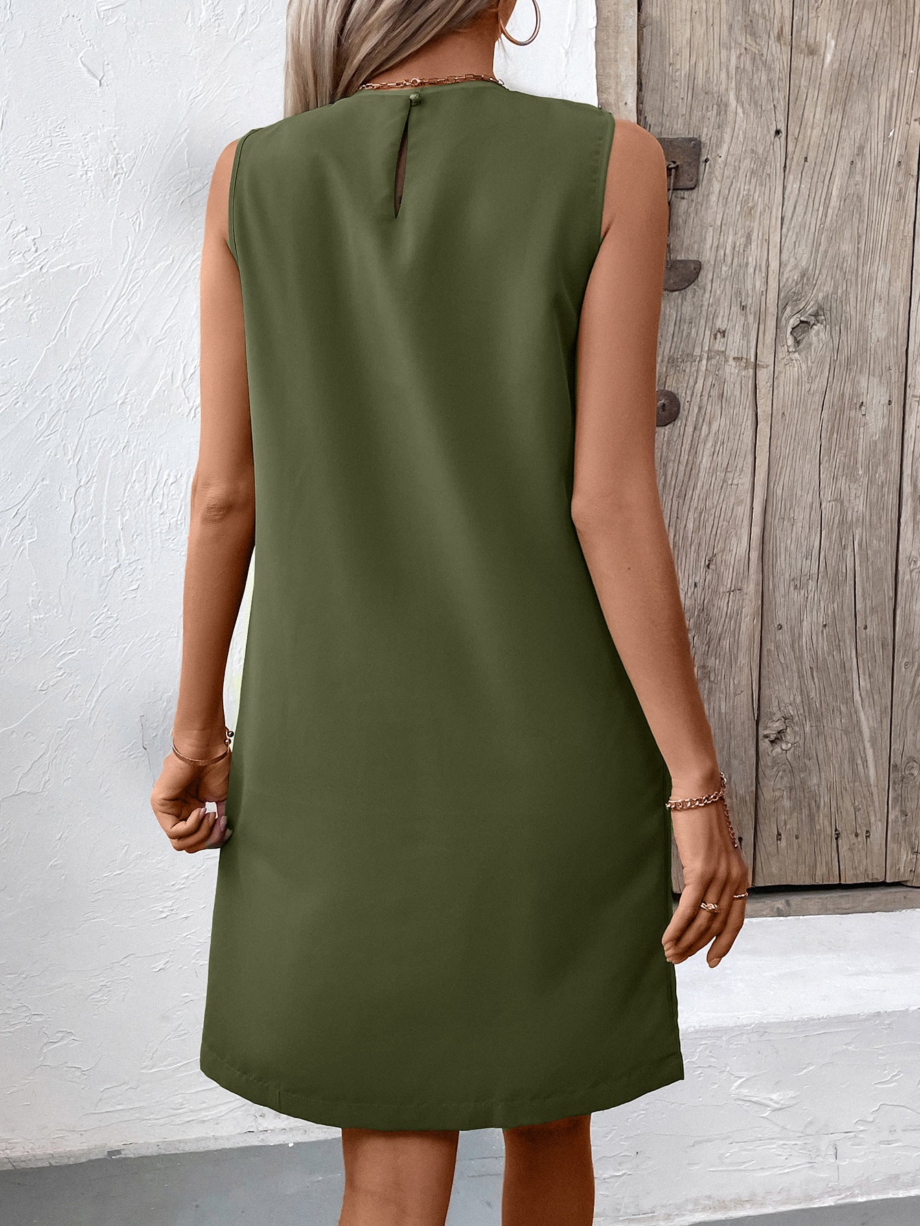 Women Clothing Office Dress Loose Sleeveless Round Neck Dress Women - Wild Amber Fashion