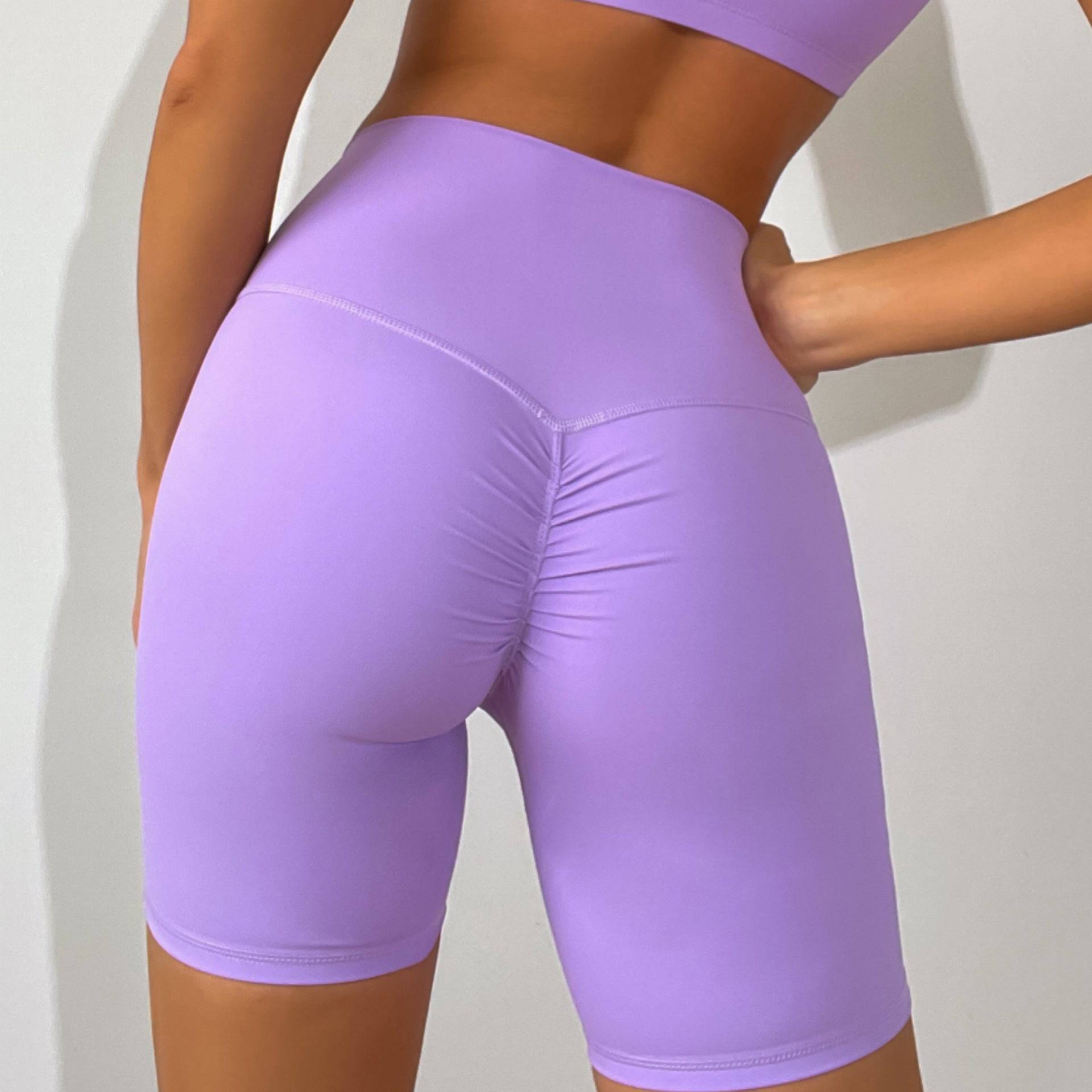 High Waist Pleated Yoga Shorts for Women  S Digital Lavender Shorts 