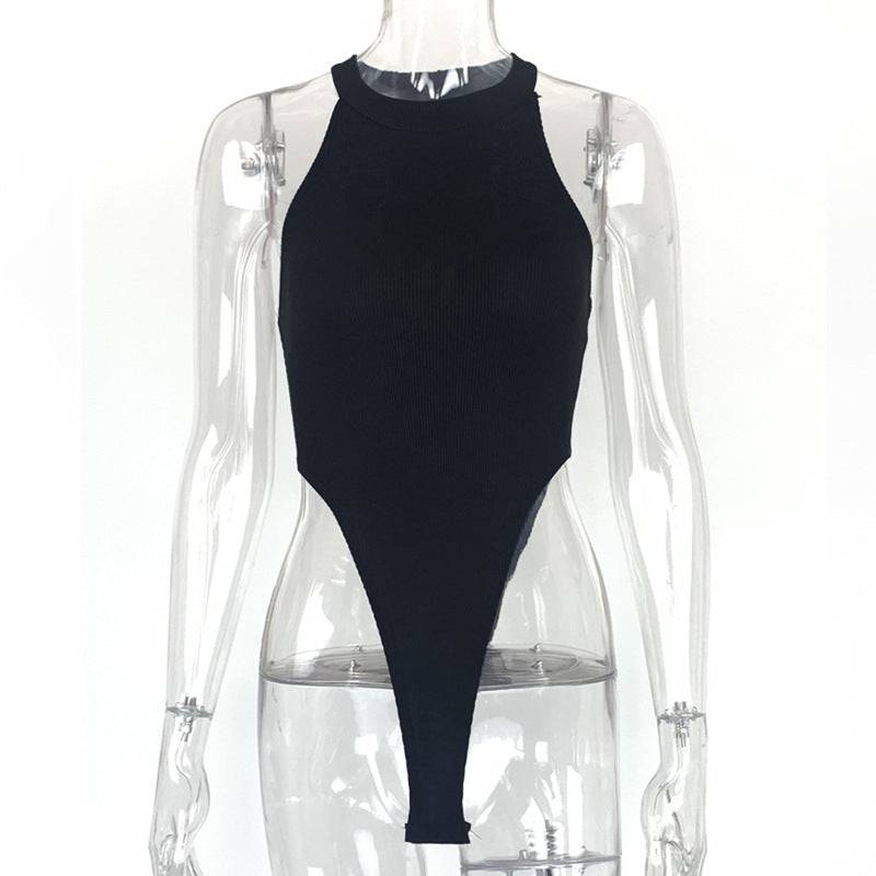 Sleek Sleeveless Bodysuit for Summer in Slim Fit  S Black 