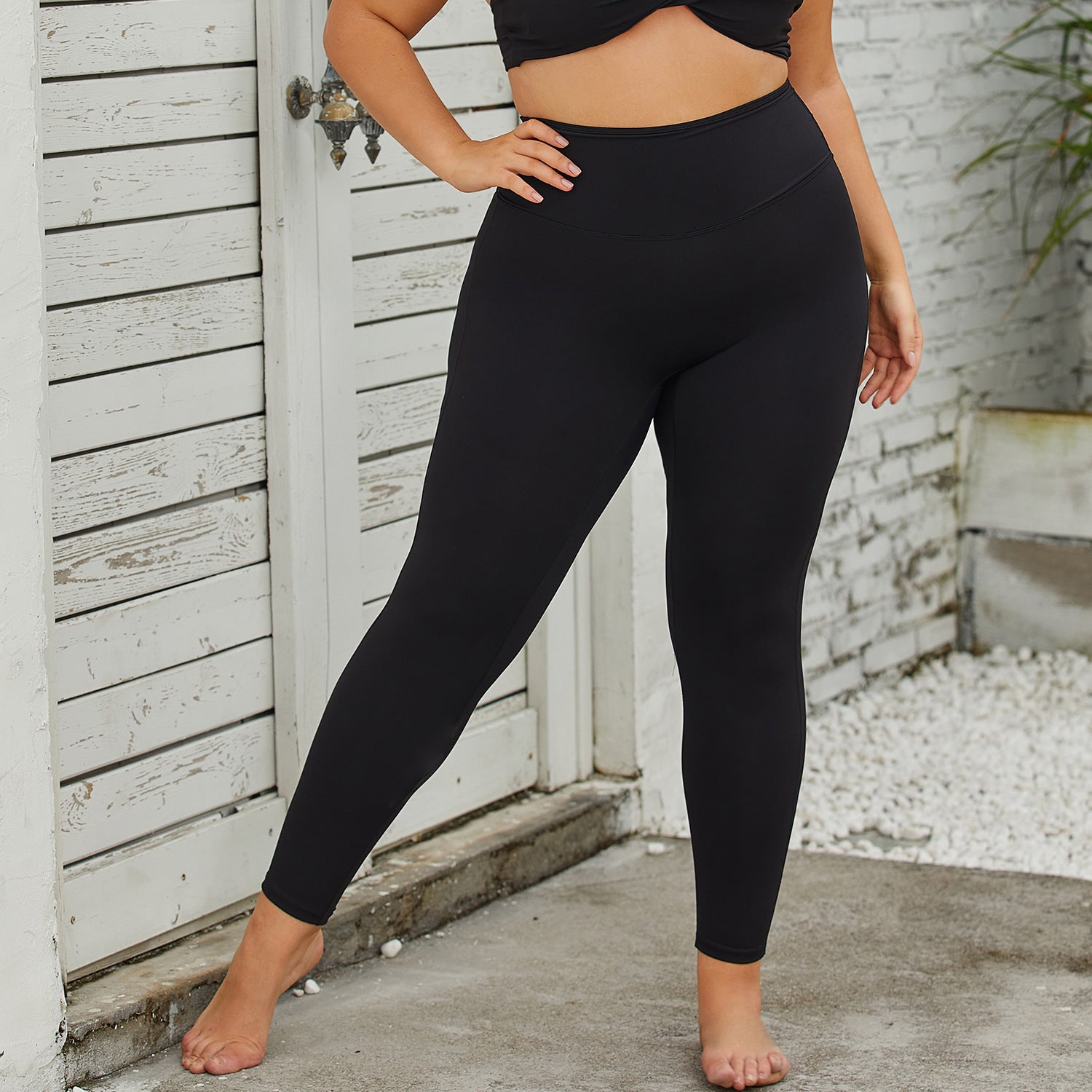 High Rise Nude Feel Yoga Suit for Active Women  2XL Premium Black-Trousers 